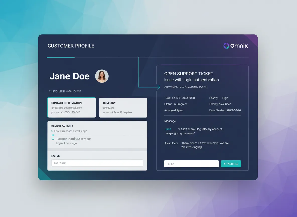 Integrated CRM and Ticketing UI